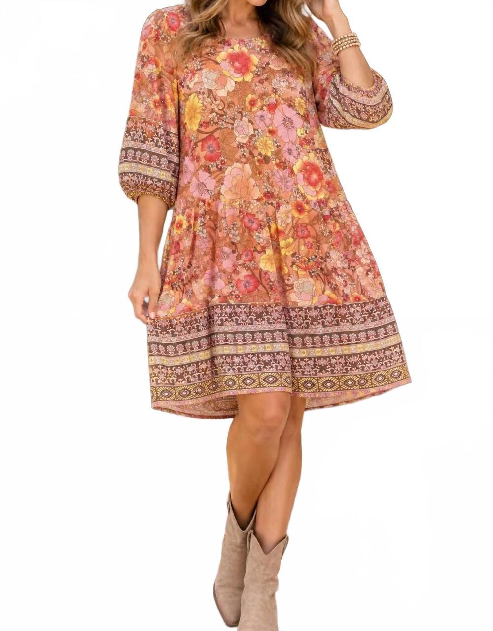 NEW UMGEE golden hour floral boho dress in coral